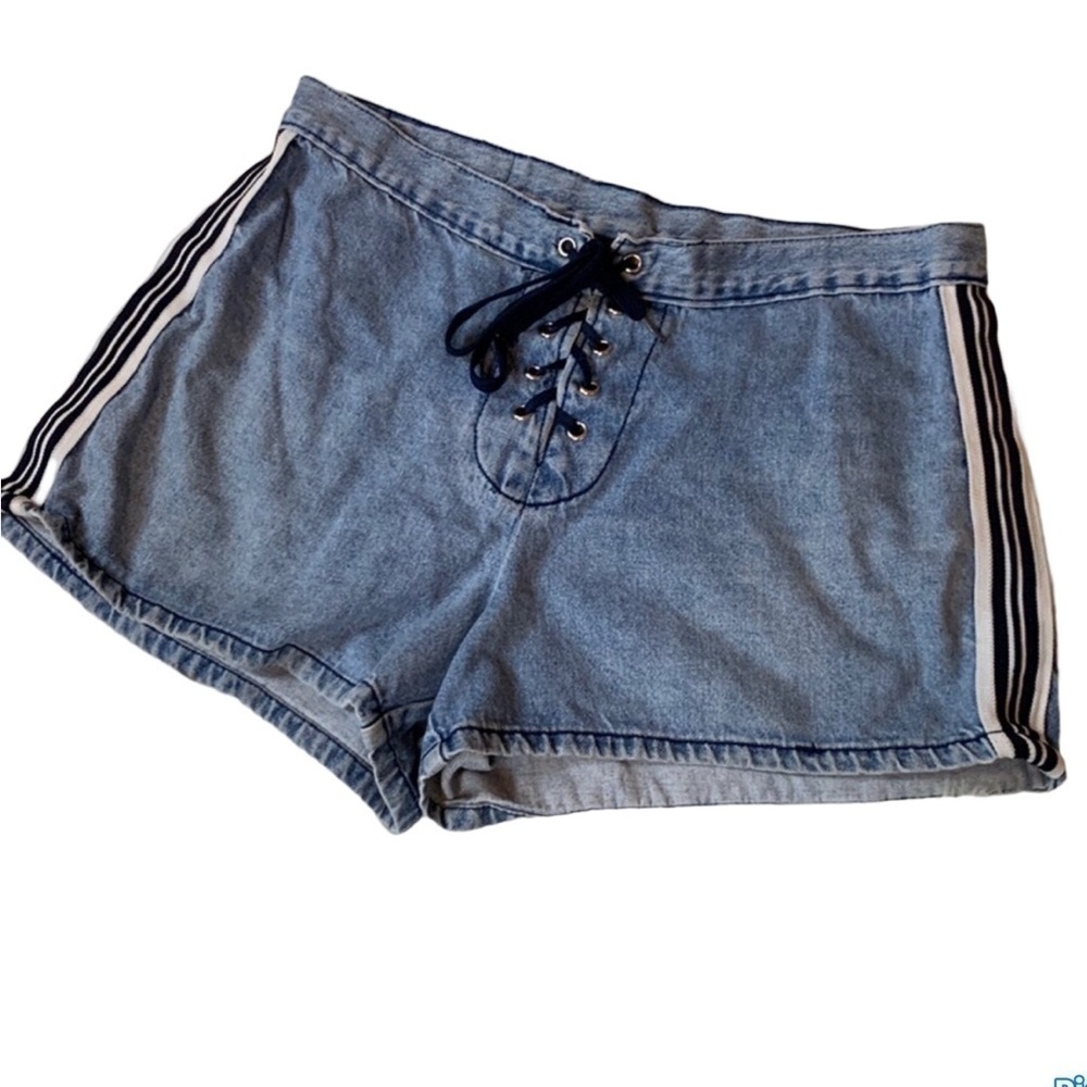 Vintage Four2One denim jean shorts with lace up closure